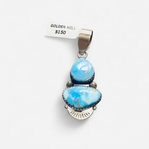 NWT Genuine Golden Hill Turquoise Pendant – 925 Sterling Silver